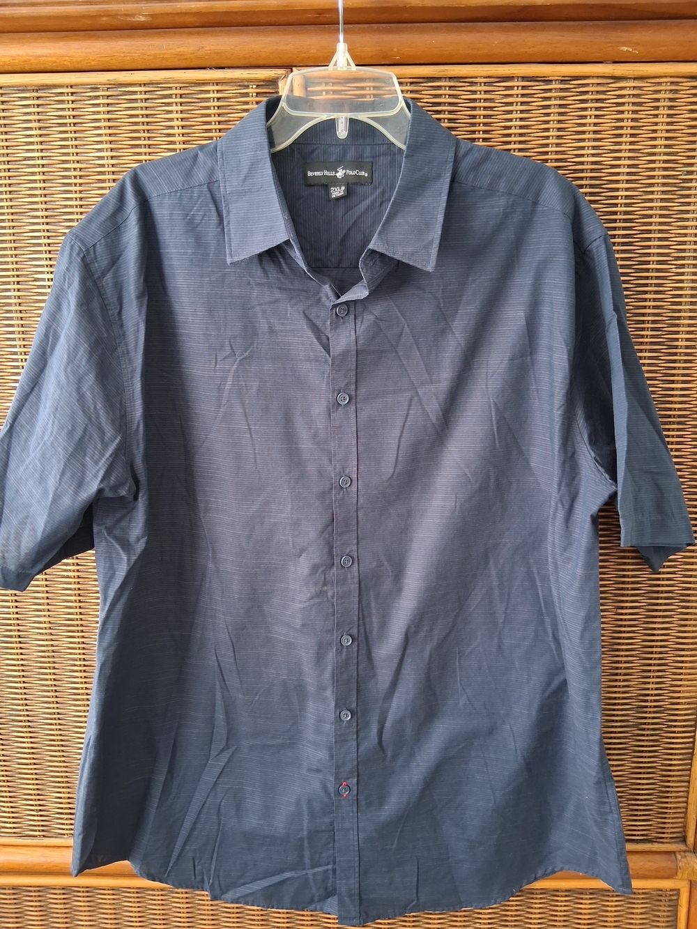 Beverly Hills Polo Club Short-Sleeve Button-Up Shirt - Navy 2XLB